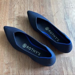 Rothy's The Point Pointed Toe Flat Classic Maritime Navy 5.5